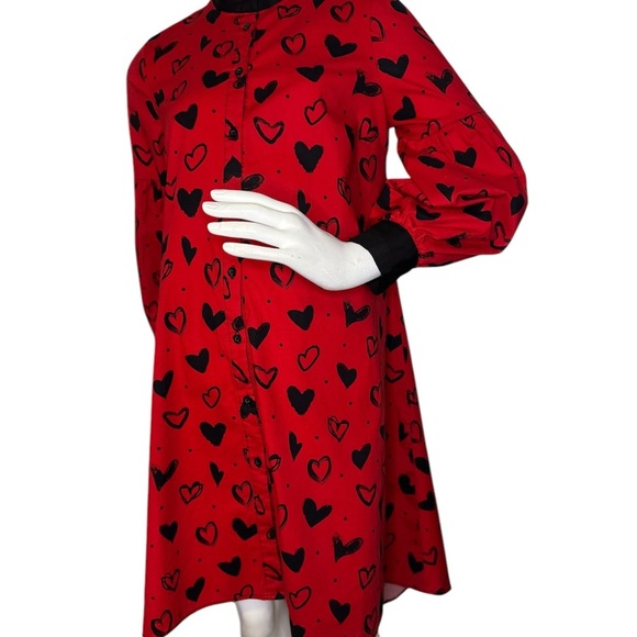 Valentines New York & Company Hearts Dress Size Medium Red & Black.  #316 - Picture 3 of 13